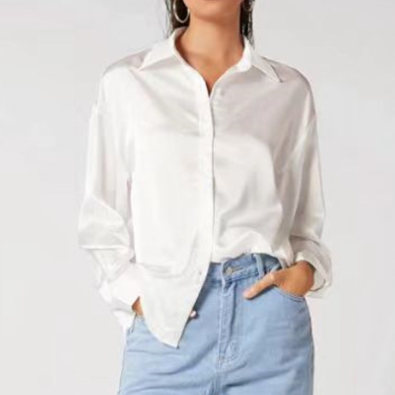 Women Clothing Spring Summer Satin Comfort Casual Long Sleeved Shirt Women