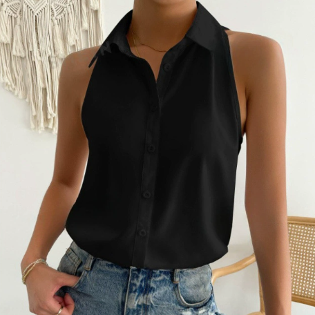 Chemise sans manches en satin pour femme, haut de printemps en satin, chemise décontractée pour le bureau, couleur unie.