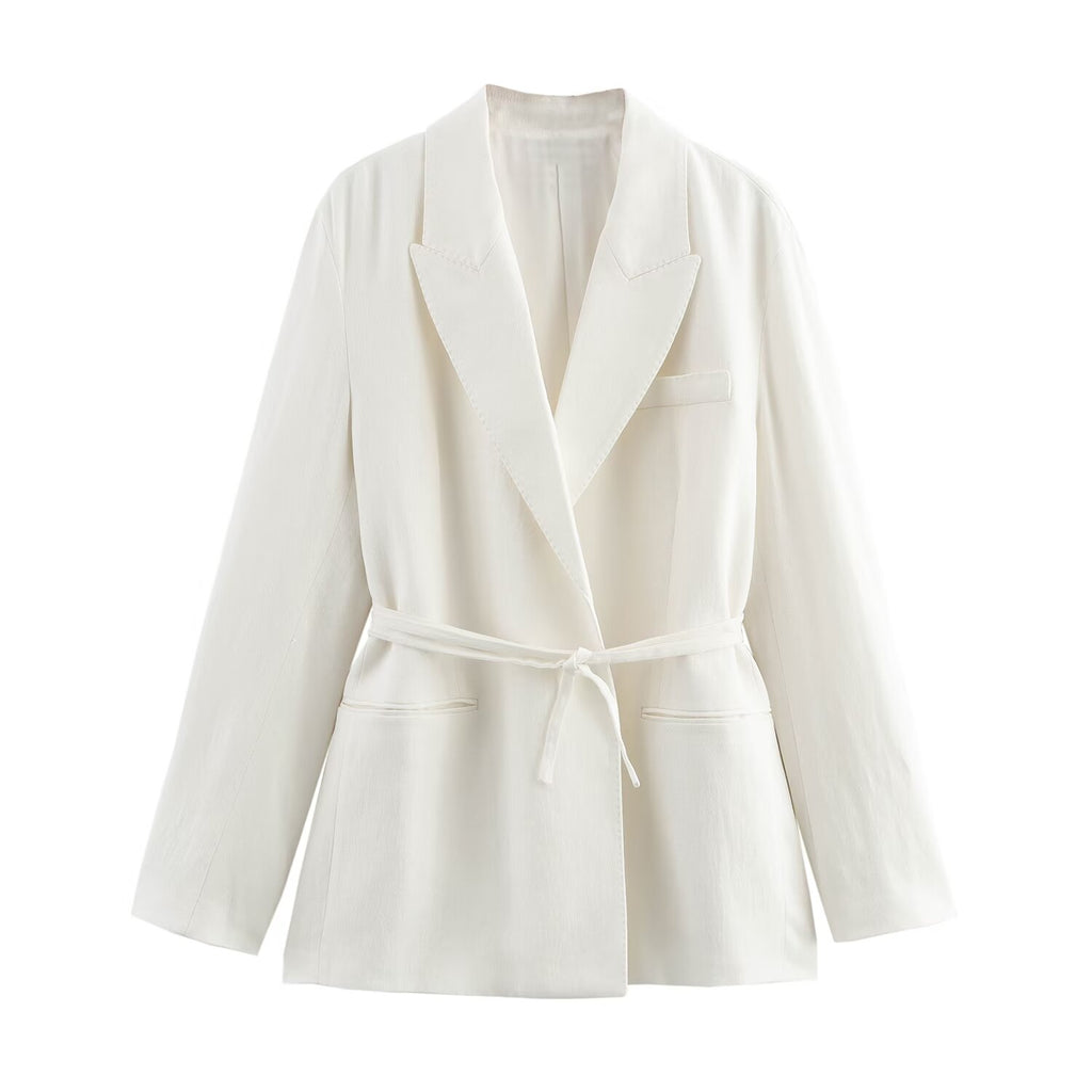 Women Spring Blended Blazer Pleated Pants Sets SenDa