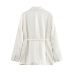 Women Spring Blended Blazer Pleated Pants Sets SenDa
