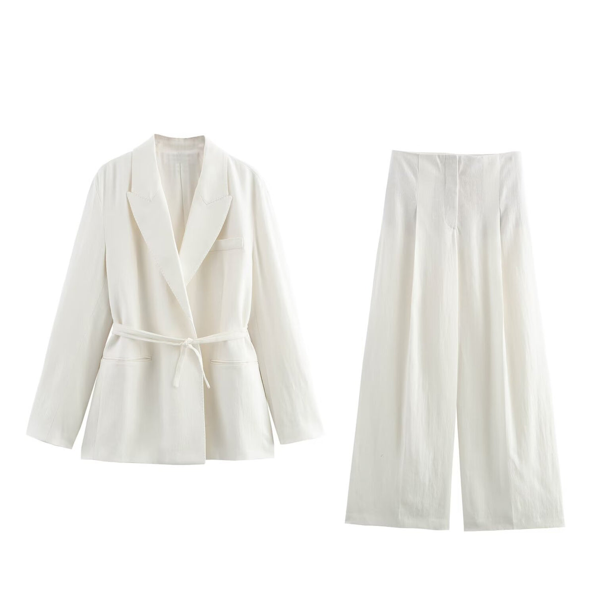 Women Spring Blended Blazer Pleated Pants Sets SenDa