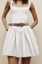 Women with Belt Slim Sleeveless Sling Short Dress SenDa