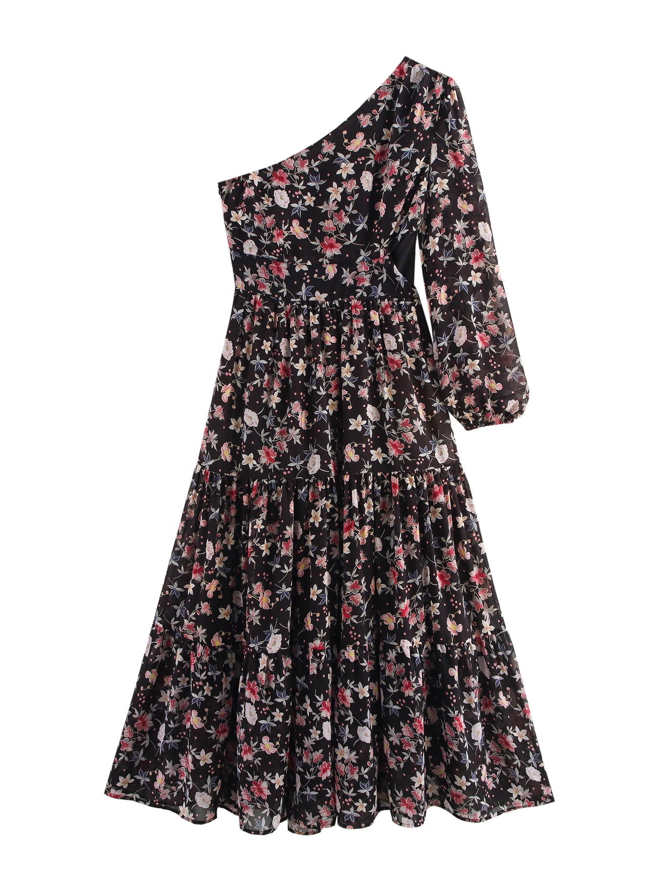 Women Clothing Summer Casual Oblique Single off Shoulder Printing Dress Women FRIDAY