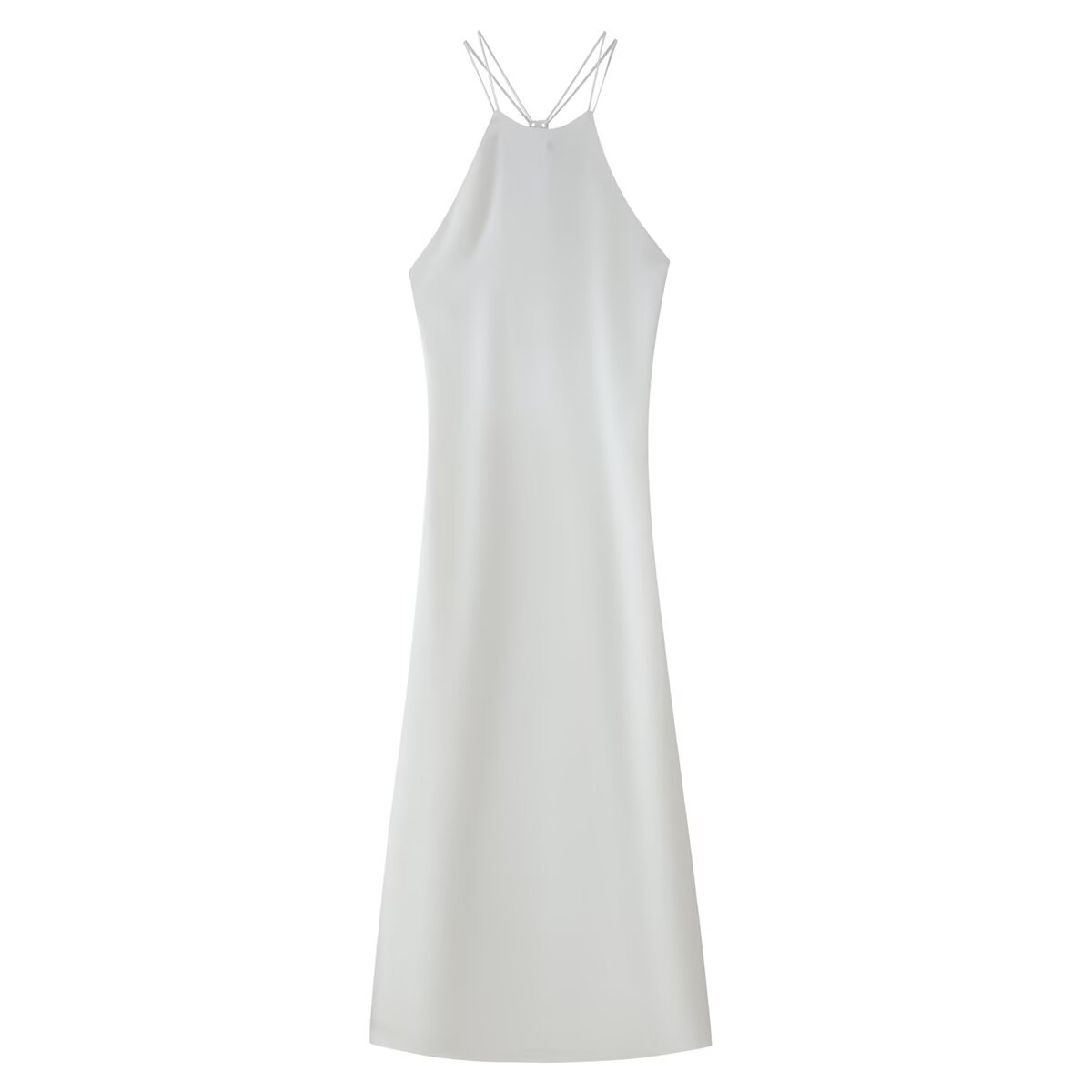 Women Clothing Products Back Decorative Satin Sling Dress CHEN