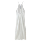 Women Clothing Products Back Decorative Satin Sling Dress CHEN