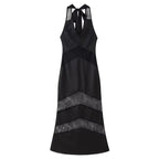 Robe longue sexy en voile cousu dos nu pour femme