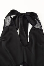 Robe longue sexy en voile cousu dos nu pour femme