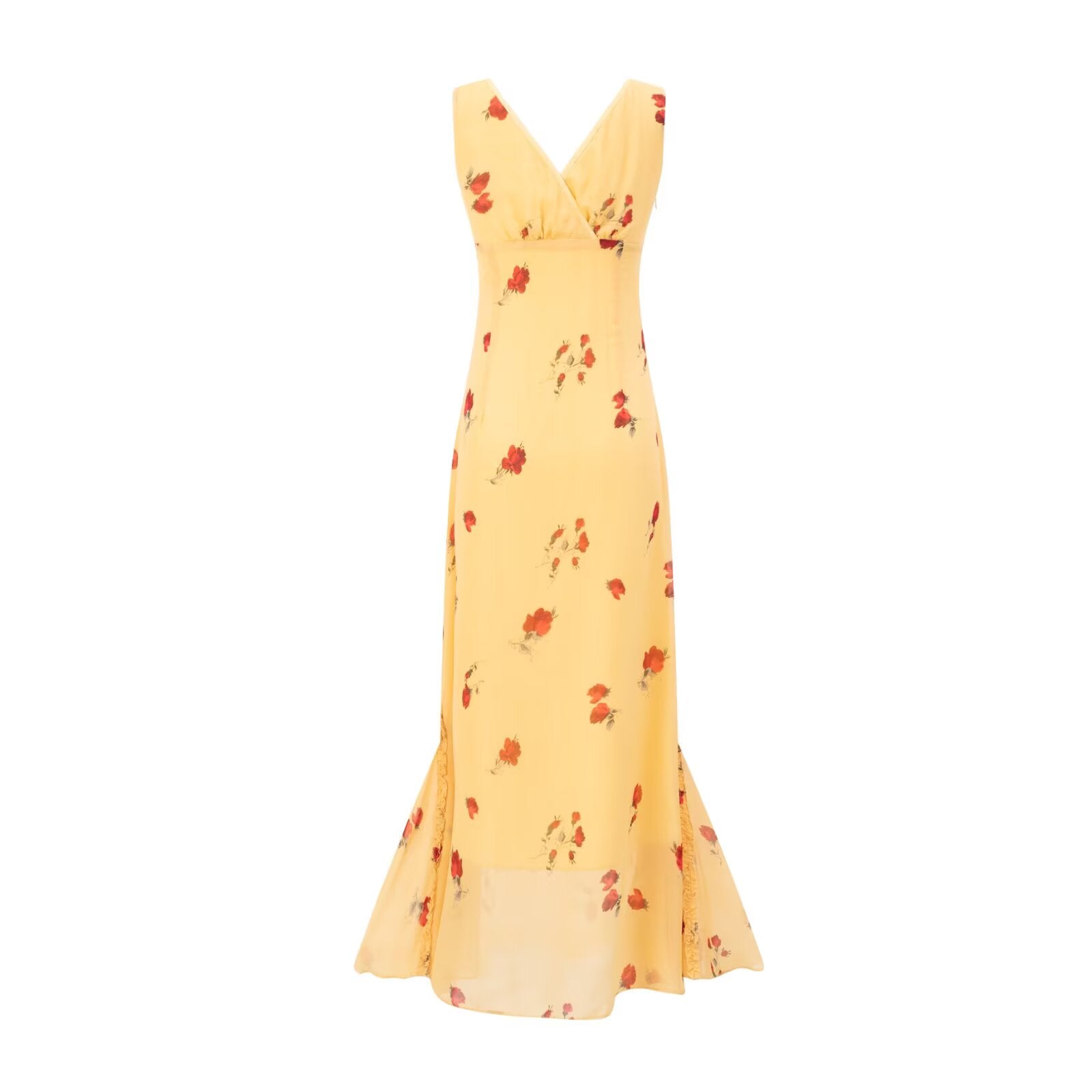 Summer Dusk Rose Lace Sling Floral Dress Cinched Slimming Maxi Dress PullWind