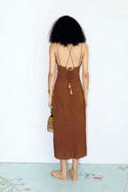 Summer Women Clothing Halter Chest Hollow Out Cutout Tube Top Dress TRAF