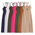 Summer Women Clothing Halter Chest Hollow Out Cutout Tube Top Dress TRAF