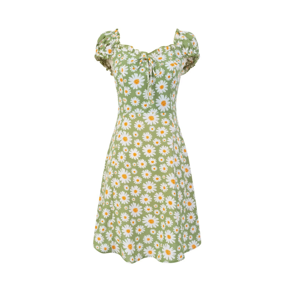 Spring Forest Girlish Pastoral Holiday Casual Printing Dress PullWind
