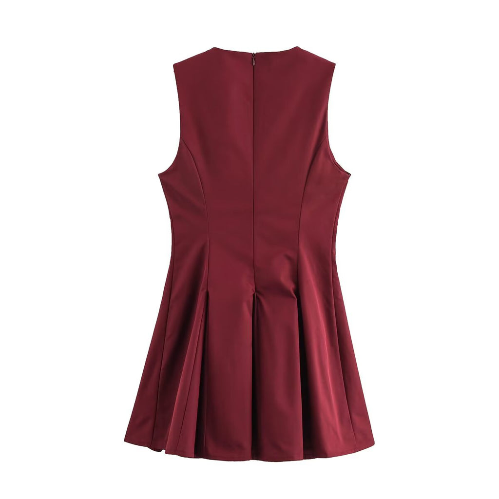 Spring Women Clothing Wide Swing Bowknot Decoration Short Dress SHE