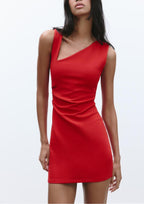 Women Clothing Spring Summer Casual Pleated Decoration Short Dress JOUNJ