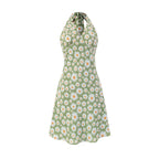 Summer Sexy Sexy High Waist Slim Fit Little Daisy Printed Halter Backless Dress Short PullWind