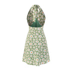 Summer Sexy Sexy High Waist Slim Fit Little Daisy Printed Halter Backless Dress Short PullWind