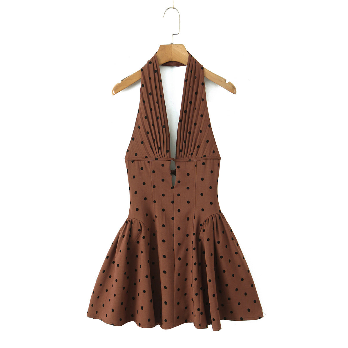 Vestido halter elegante con diamantes de imitación, estilo retro, sexy, con escote en V profundo, corte entallado y espalda descubierta.