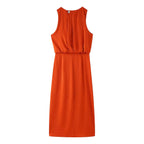 Spring Women Clothing Pleated Decorative Silk Satin Texture Dress CHEN