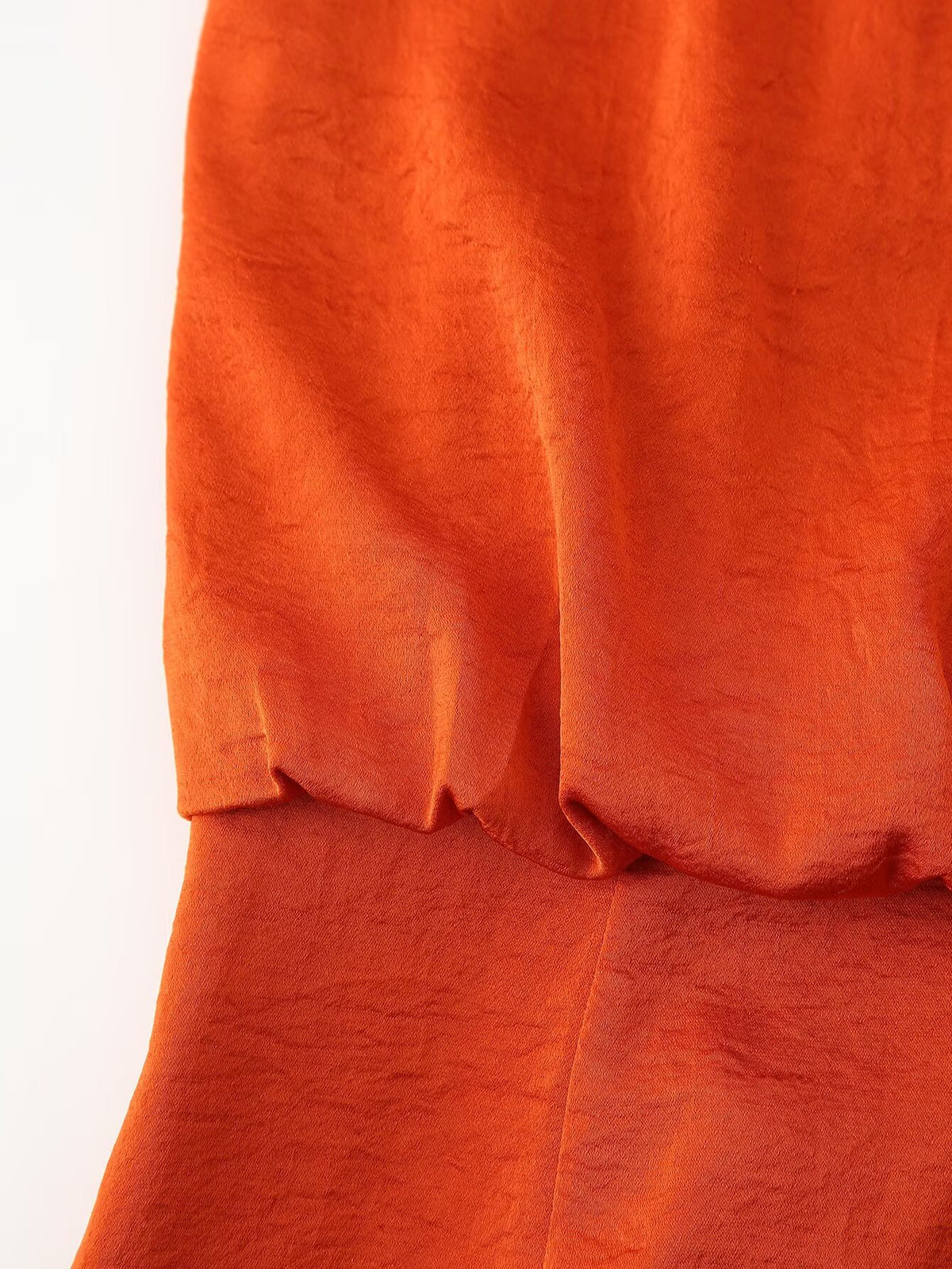 Spring Women Clothing Pleated Decorative Silk Satin Texture Dress CHEN
