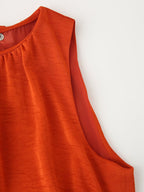 Spring Women Clothing Pleated Decorative Silk Satin Texture Dress CHEN