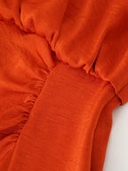 Spring Women Clothing Pleated Decorative Silk Satin Texture Dress CHEN