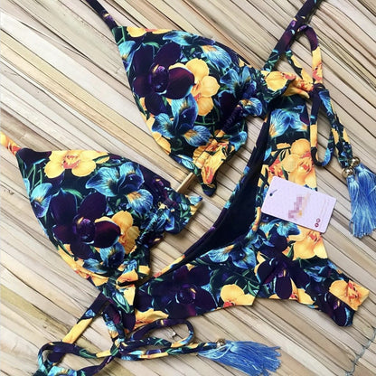 Traje de baño floral vintage bikini sexy traje de baño