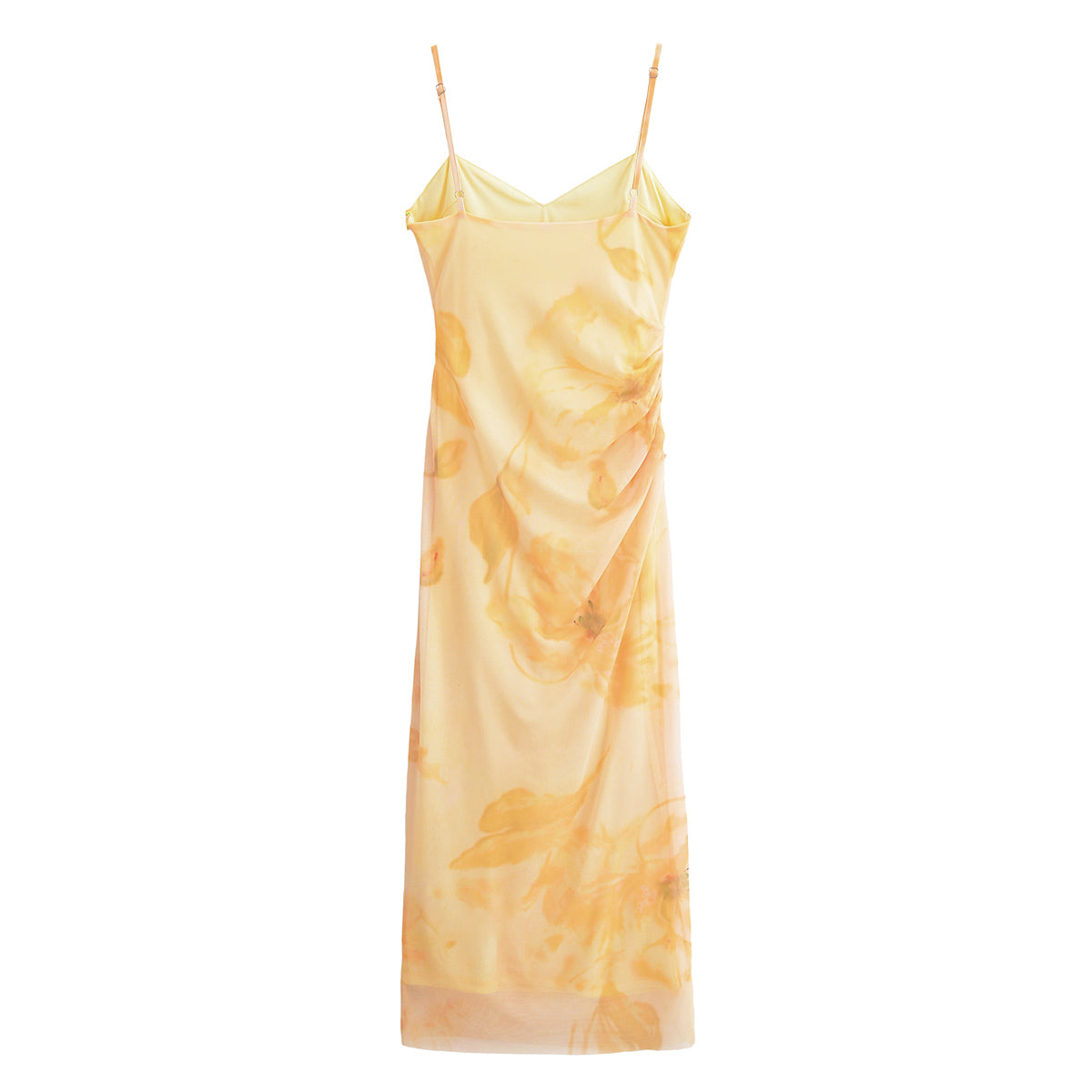 Women Clothing Printed Silk Net Sleeveless Midi Dress TRAF
