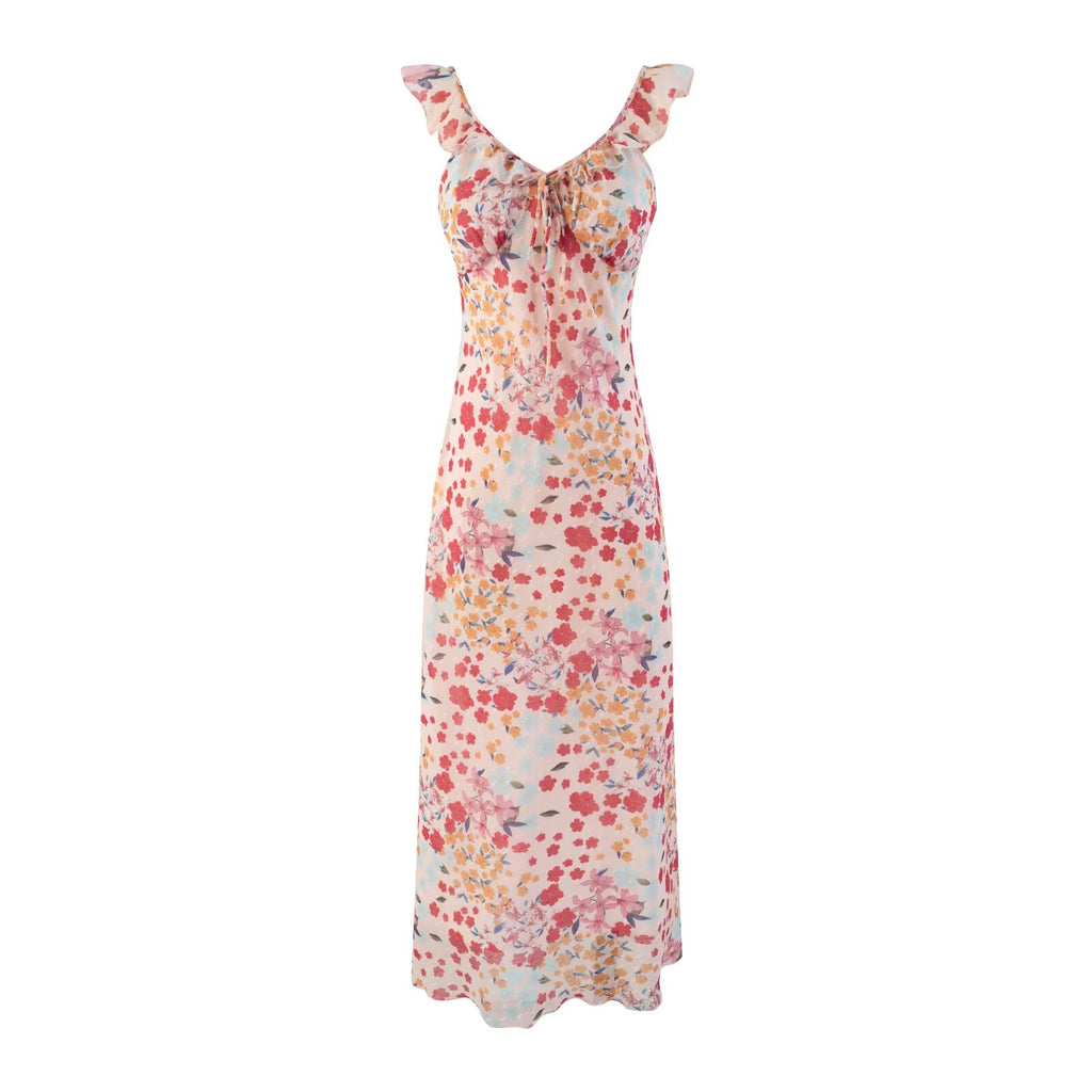 Waist Controlled Slimming Floral Strap Midi Dress Seaside Vacation Dress Women PullWind