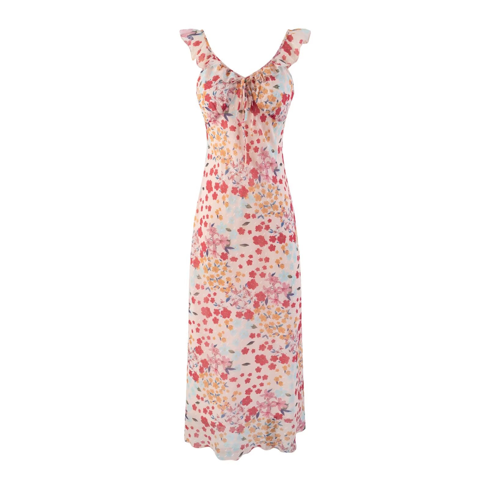 Waist Controlled Slimming Floral Strap Midi Dress Seaside Vacation Dress Women PullWind