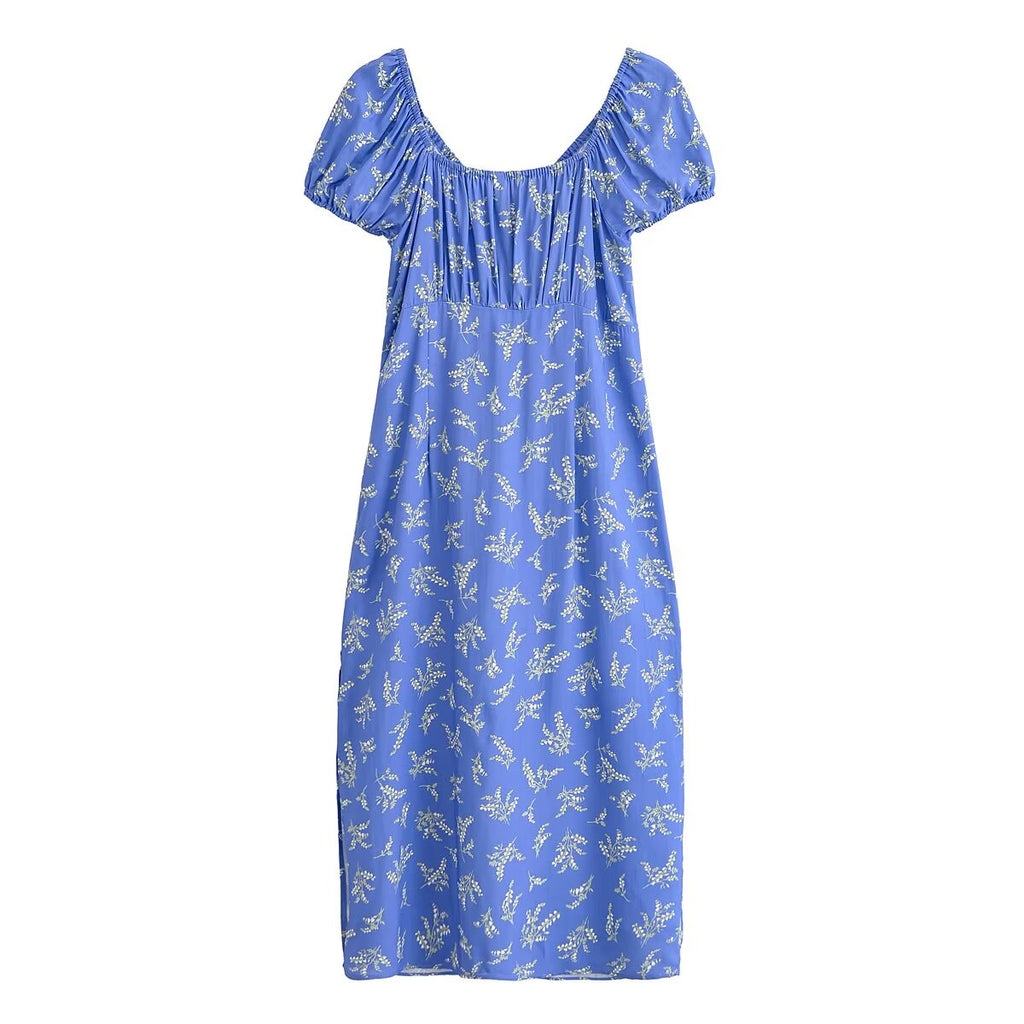 Spring Fashionable Slim Fit High End Sense Floral Flounce Waist Tight Dress YiPin