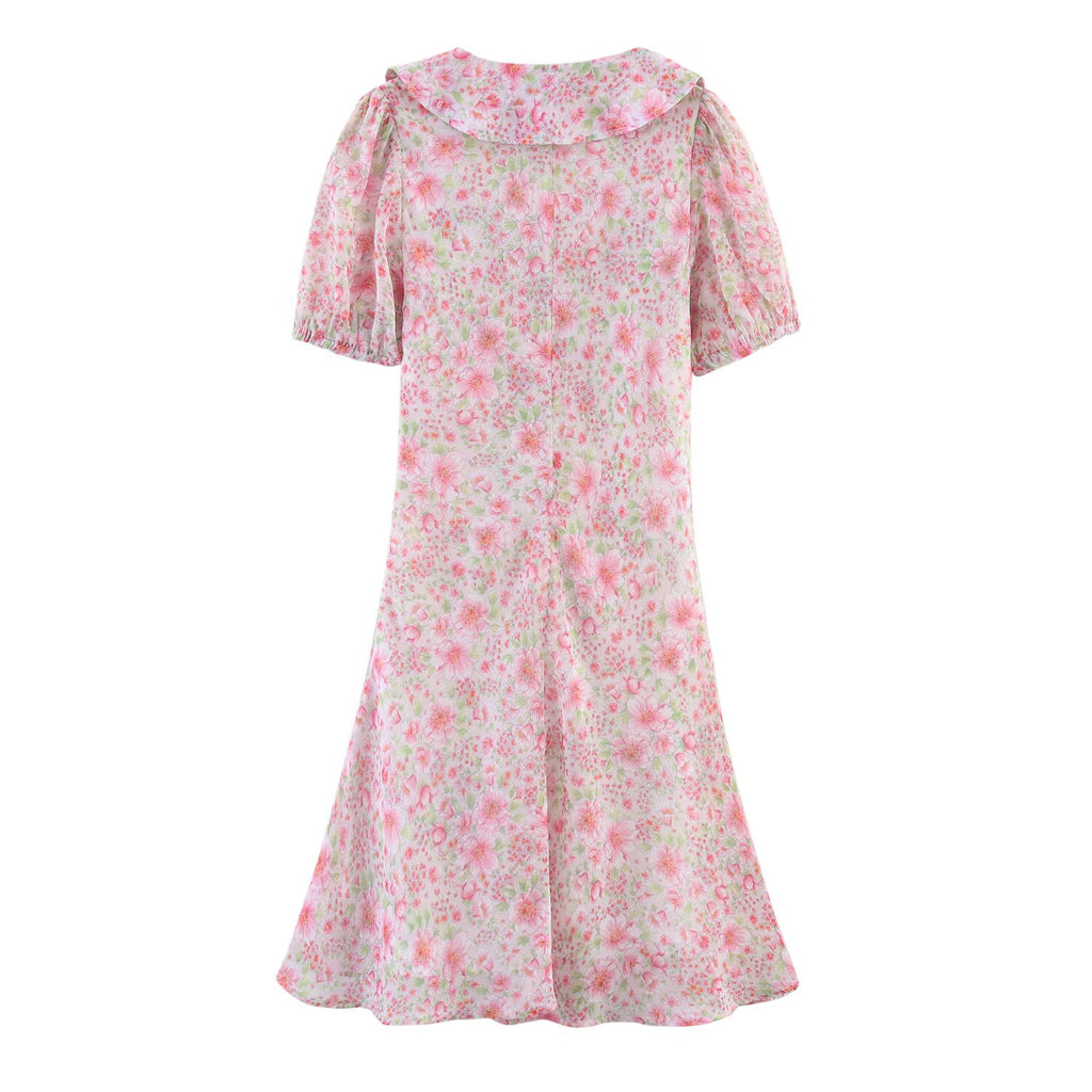 Summer Women Clothing Small round Collared Printing Short Dress SenDa