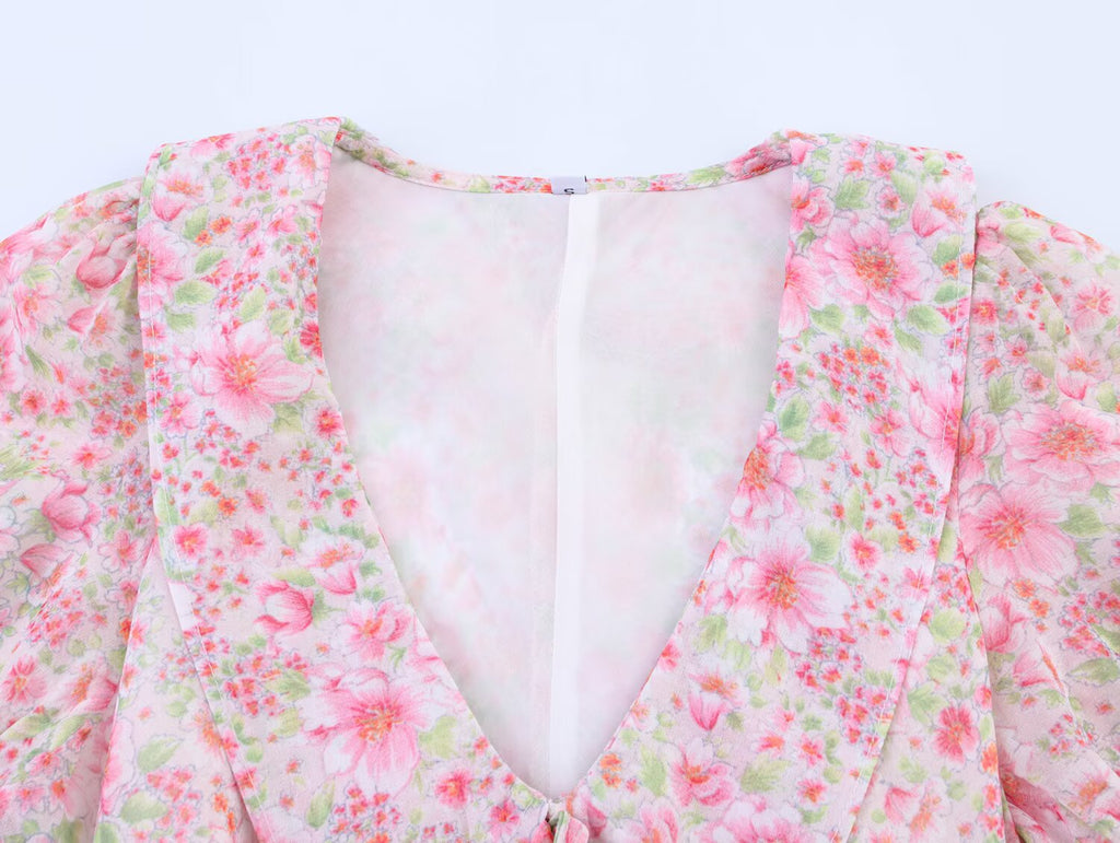 Summer Women Clothing Small round Collared Printing Short Dress SenDa