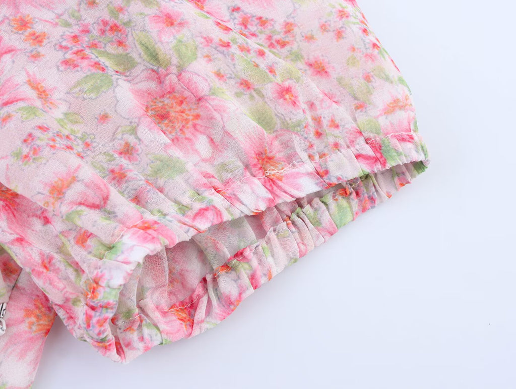 Summer Women Clothing Small round Collared Printing Short Dress SenDa