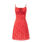 Summer Seaside Holiday Suspender Dress Women Fresh Sweet Floral Slim Fit Cinched Short Dress PullWind
