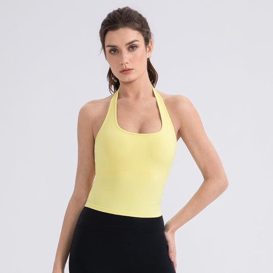 Halter Yoga Vest Naked Women Sense Sports Running Vest with Chest Pad Beauty Back Sexy Sports Top