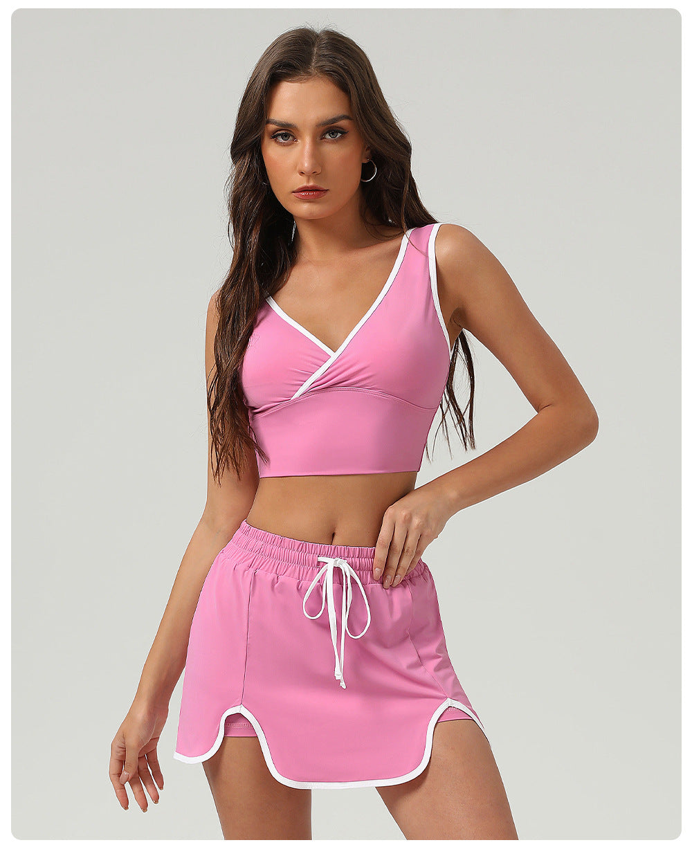Tenue de sport d'été décontractée, gilet de course, jupe courte, tenue de golf, badminton, tennis, femme