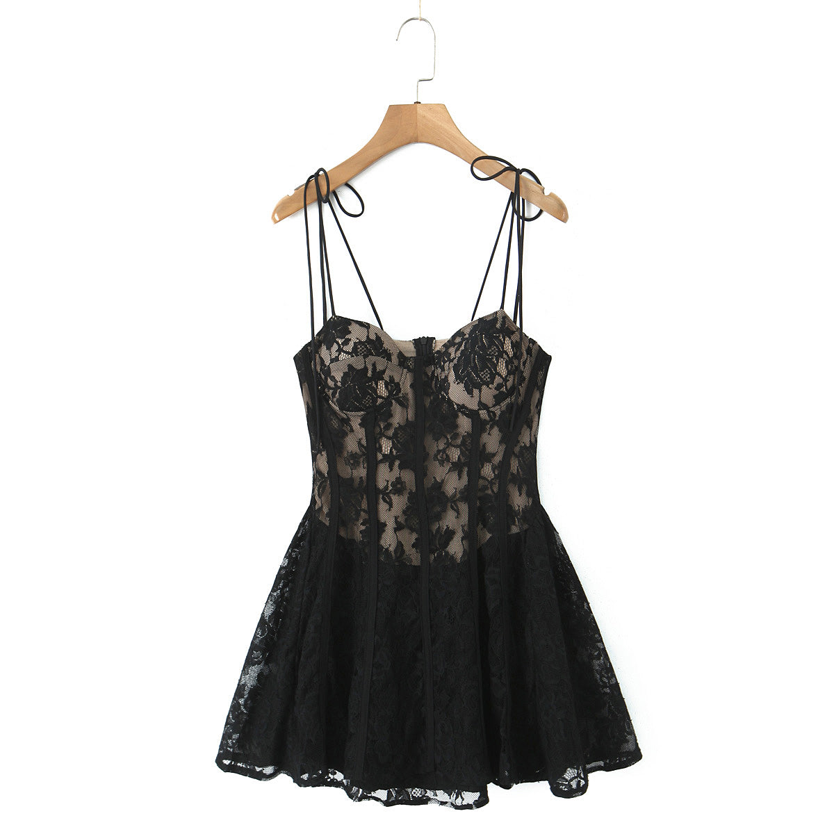 Spring Summer Women Clothing Sexy Sexy Lace Patchwork Waist Slimming Sling Dress