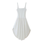 Summer Solid Color Stitching Spaghetti Straps Sleeveless Dress JOUNJ