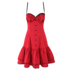 Spring Retro Sexy Embroidered Contrast Color Lace Sexy Tube Top Cami Dress Camille
