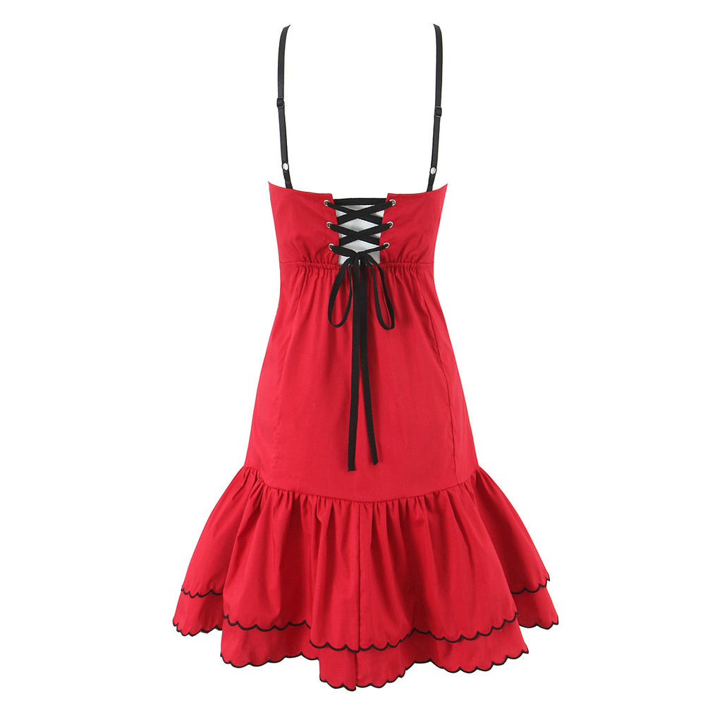 Spring Retro Sexy Embroidered Contrast Color Lace Sexy Tube Top Cami Dress Camille
