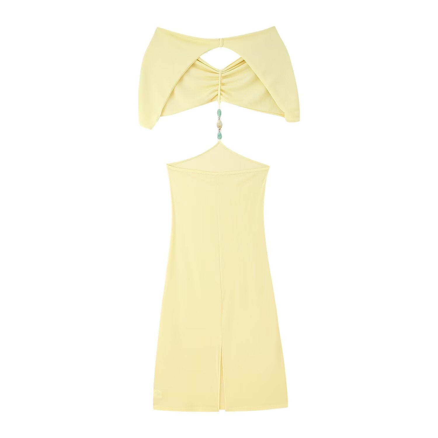 Women Clothing French Simple Sexy Backless Beads Dress