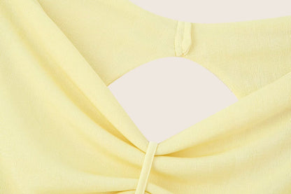 Women Clothing French Simple Sexy Backless Beads Dress