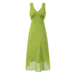 Spring Vacation Sexy V neck Floral Printed Lace up Dress PullWind