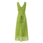 Spring Vacation Sexy V neck Floral Printed Lace up Dress PullWind