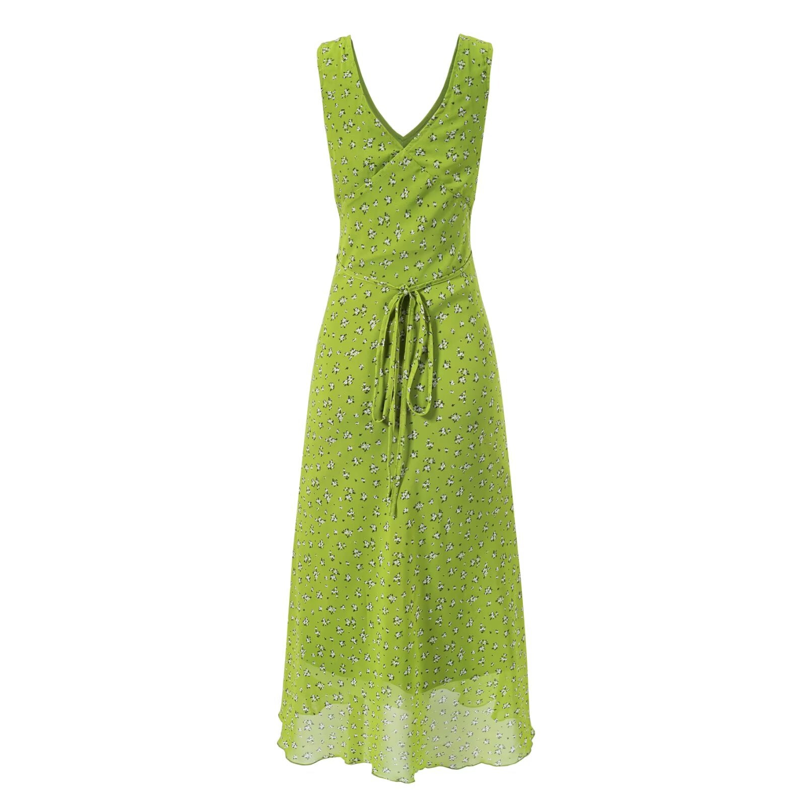 Spring Vacation Sexy V neck Floral Printed Lace up Dress PullWind