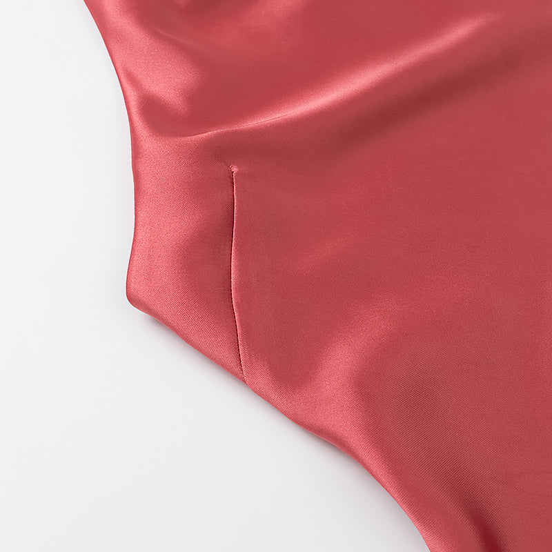 Summer Women Clothing Satin Texture Midi Dress JiaJia
