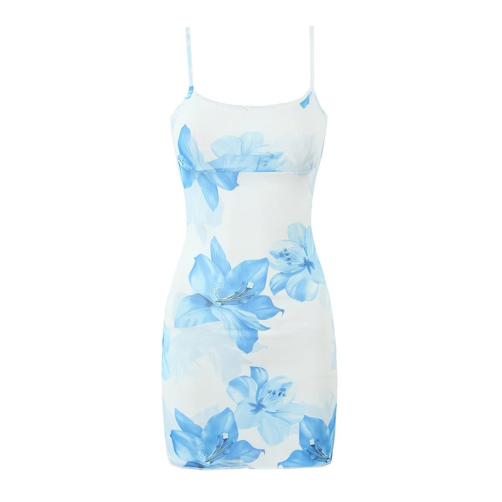 Vestido ajustado con tirantes finos y estampado sexy de verano a la cadera