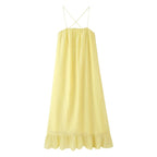 Summer Solid Color Strap Long Women Sweet CHEN