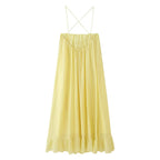 Summer Solid Color Strap Long Women Sweet CHEN