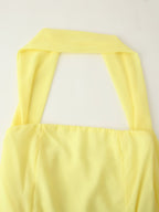 Dinner Court Tube Top Ribbon Dress Women Summer Loose Waist Slimming Long Solid Color Dress Women CHEN