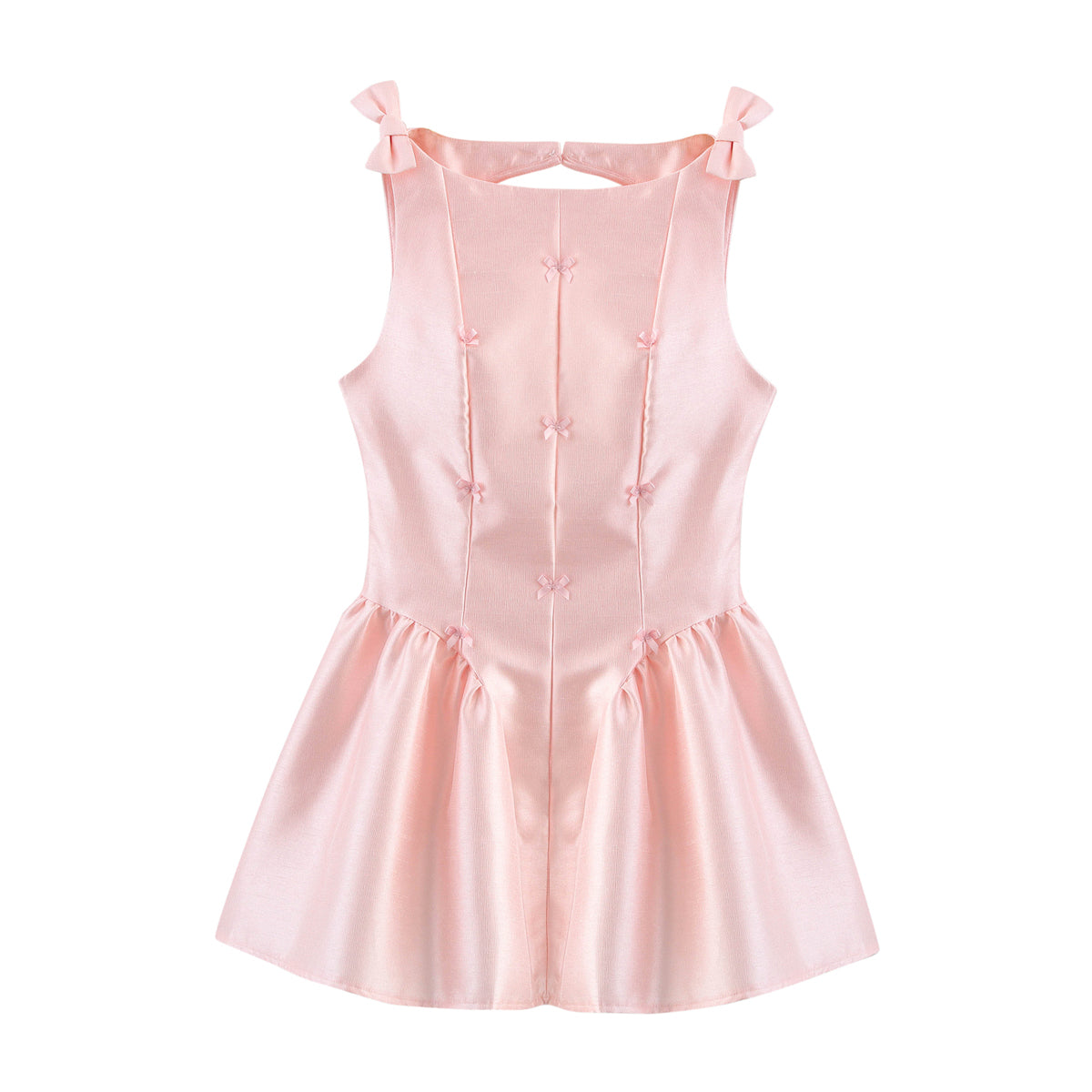 Robe courte d'été sexy ajourée avec découpe dans le dos, sans manches, avec nœud décoratif